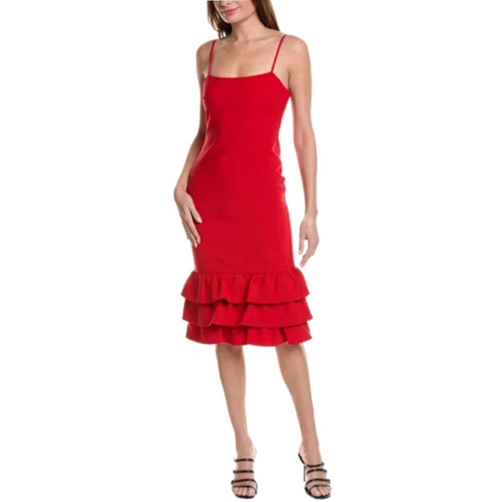 NWT Likely Amica Ruffle Sheath Dress In Scarlet Sz 8